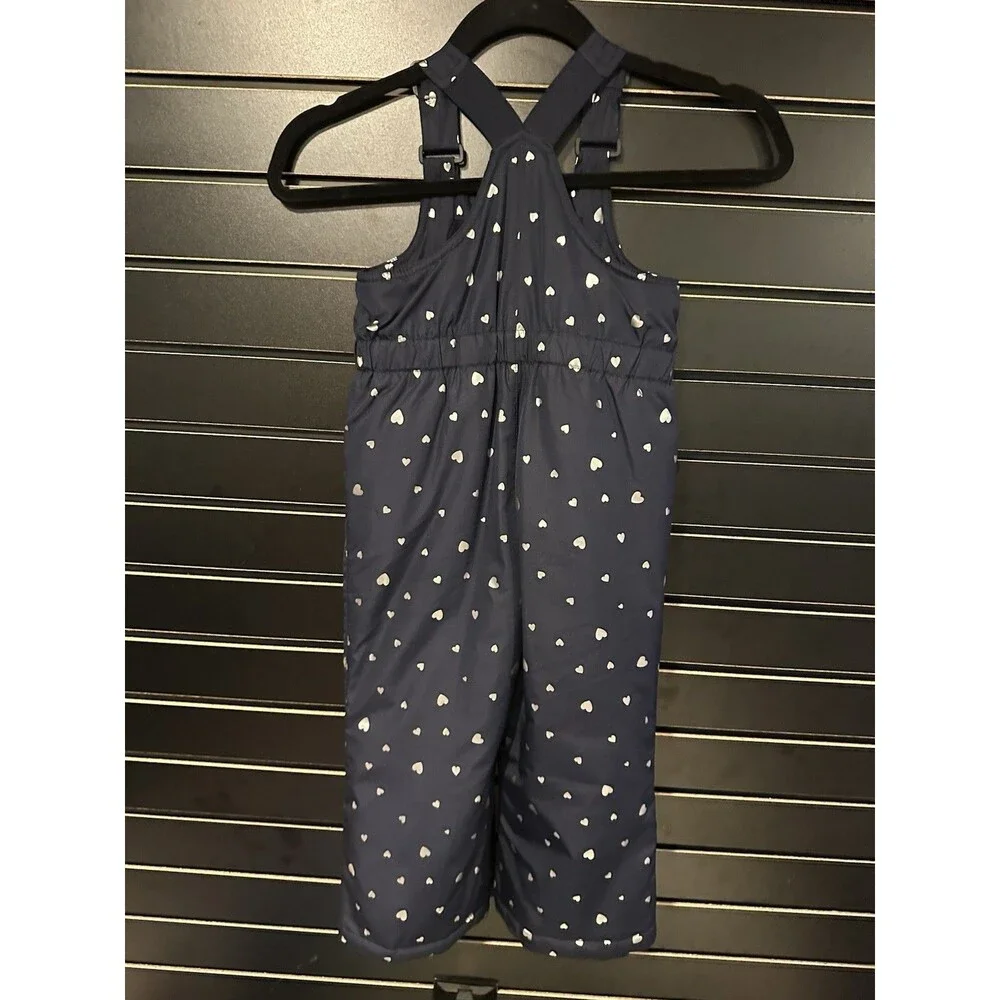 EUC Gap Girls Fleece Lined Snow Pants Overalls size 4 Years - Navy/Silver